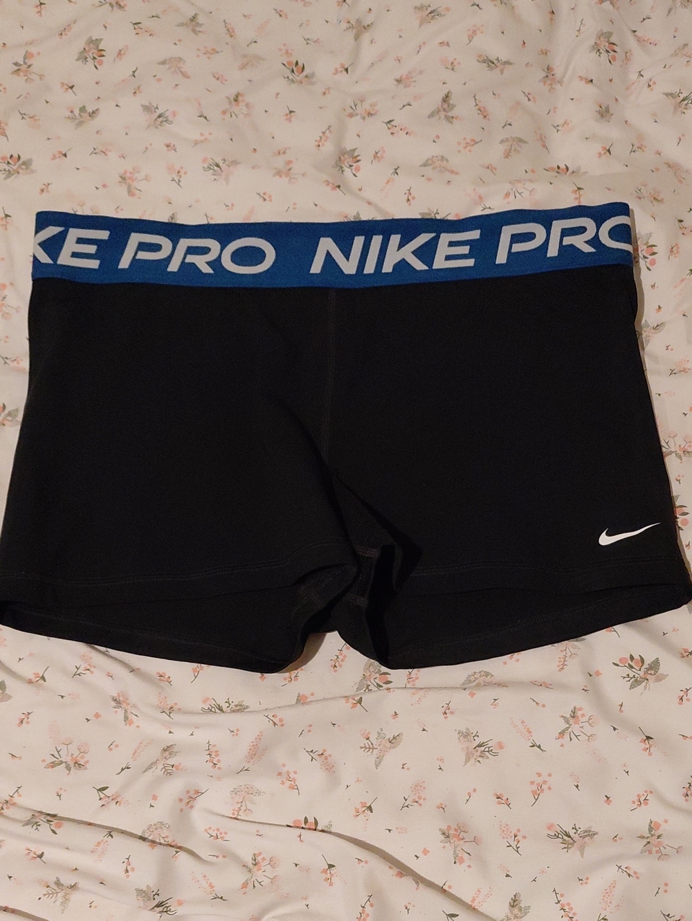 Nike Black Shorts with Blue Elastic Logo Waistband